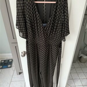 Black and Gold Polka Circle Dot Jumpsuit - Pockets!